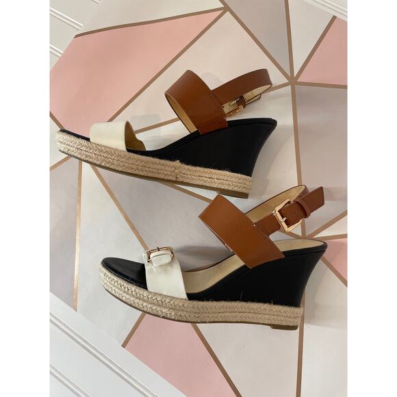 Liz Claiborne Women's Marley Cognac Multi Espadrille Wedge Strap Sandals Sz 8.5 - Picture 3 of 6